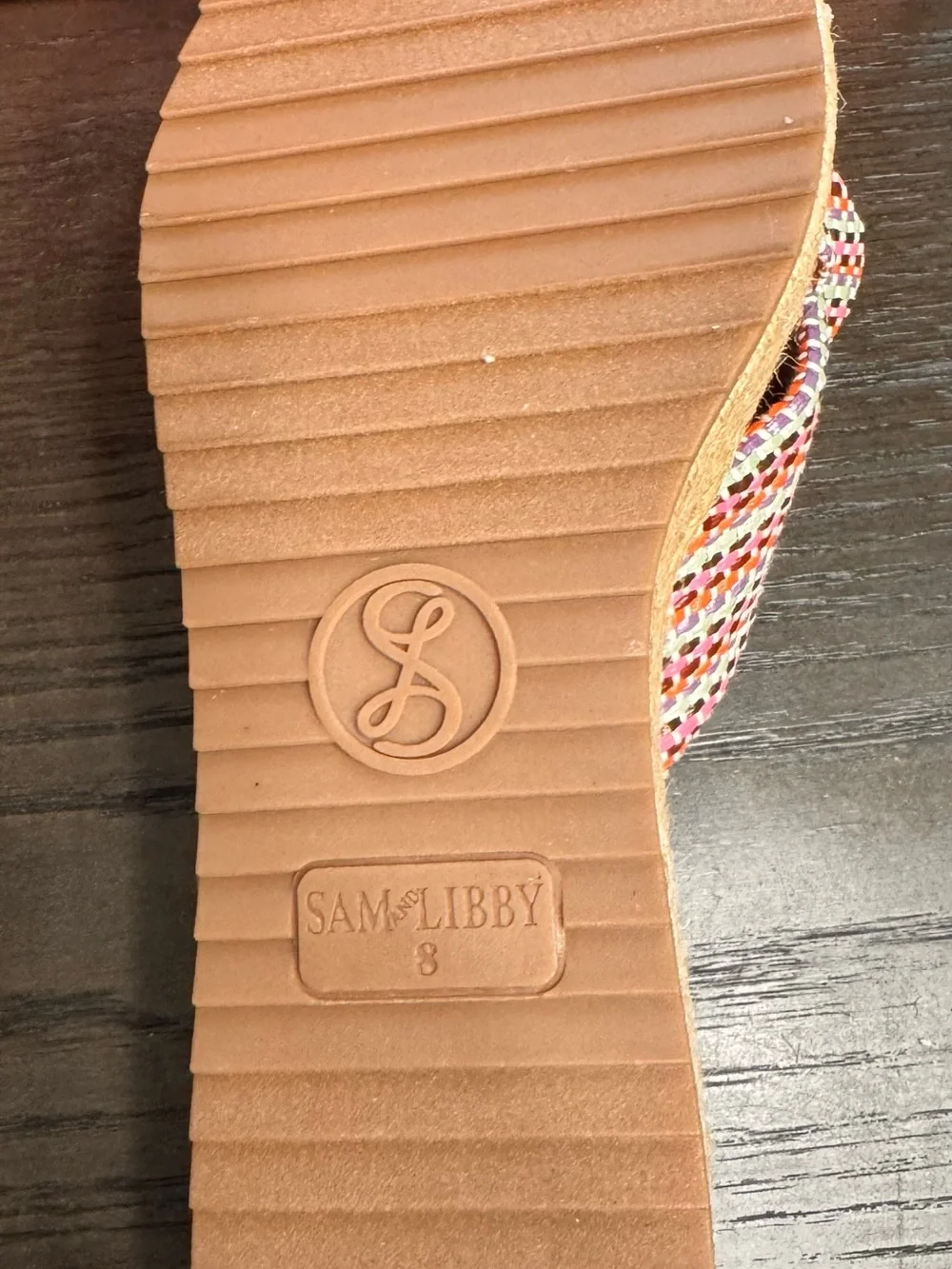Sam & Libby Multicolor Bow Espadrille Wedge Slide Sandals Size 8